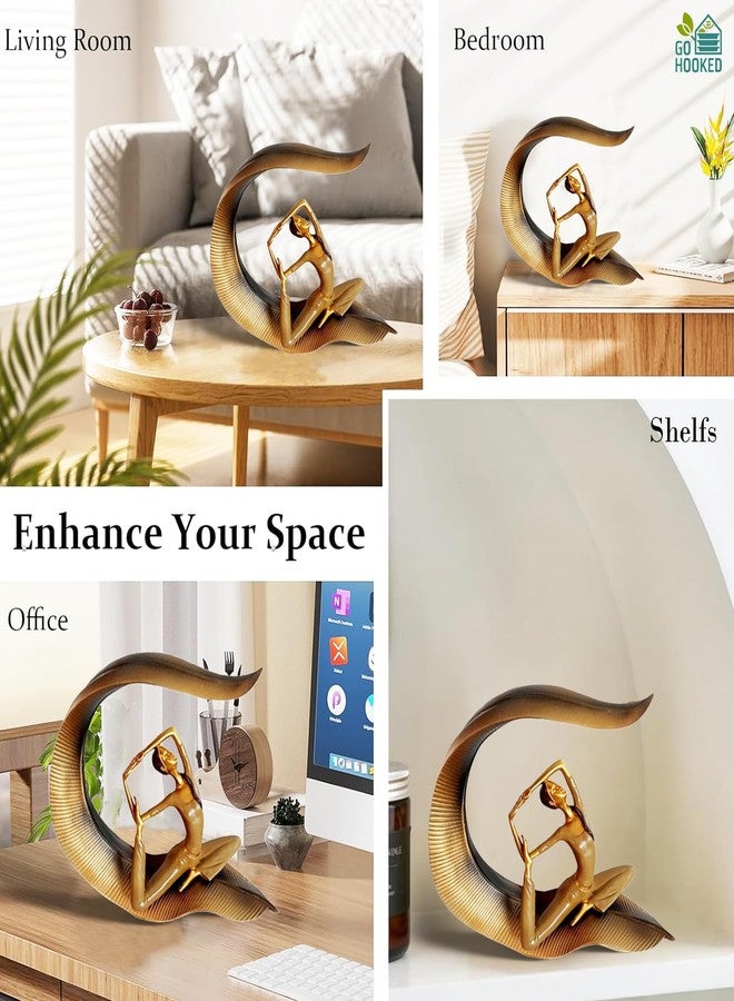 Go Hooked Yoga Lady Statue Polyresin Meditating Woman Figurine for Home & Office Décor 22Cm | Elegant Yoga Showpiece | Zen Décor | Namaste Meditation Idol | Decorative Woman Statue (Gold) - Image 4